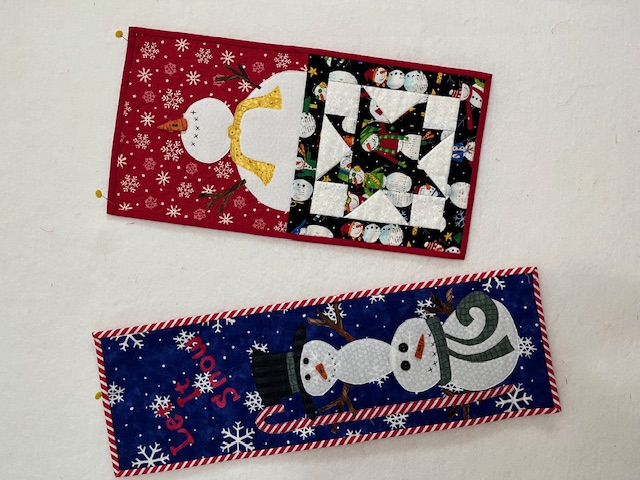 Come out for a fun filled day of raw edge applique to make one or both of the following cute snowmen.  Make one for you or as a gift.  July is the perfect time to start your Christmas projects!